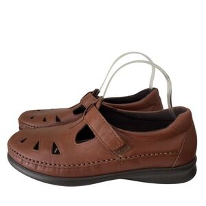 SAS Roamer Walking Shoes Loafers Womens Size 9 W Chestnut Brown Leather Orthotic
